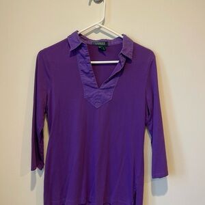 Lauren Ralph Lauren size medium purple pullover v neck shirt
